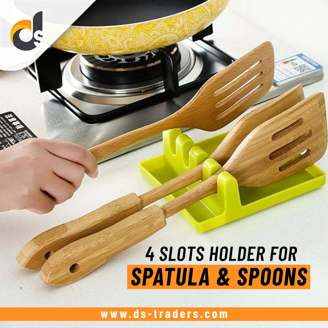 Spatula Spoon and Lid Holders with 4 Slots